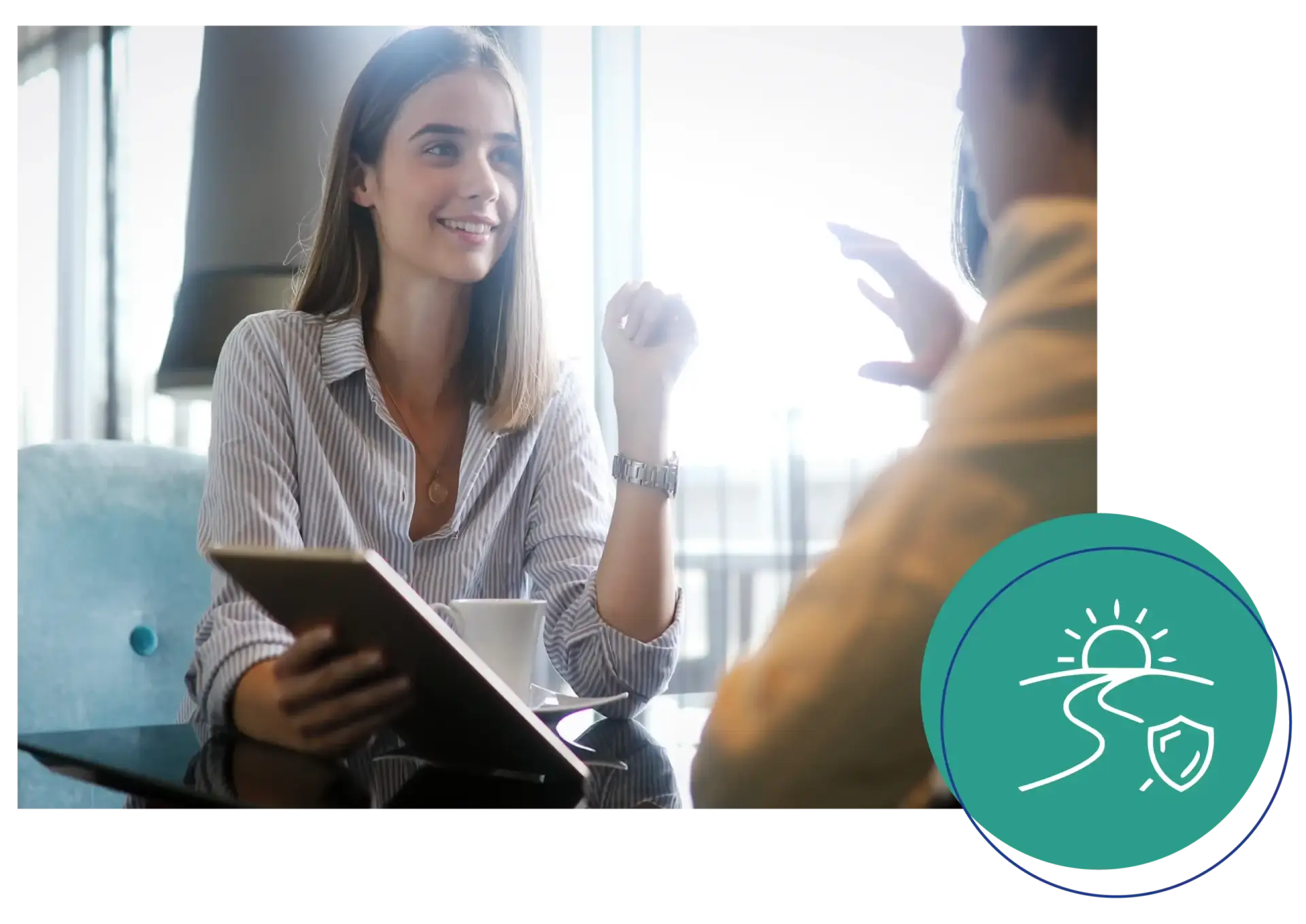 Professional advisor discussing long-term retirement and business succession planning for a business owner.